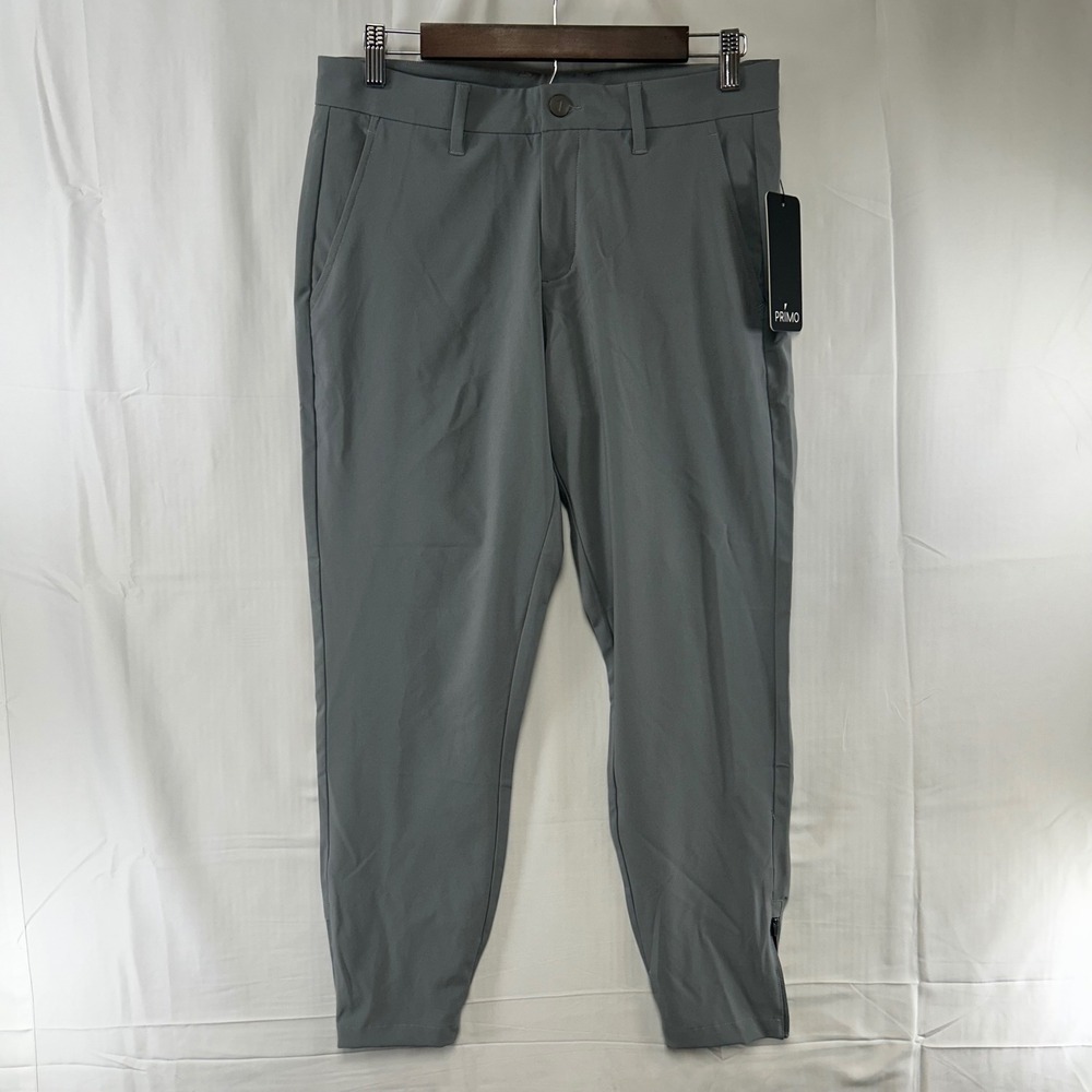 Primo Golf Jogger Mens 31 Short Light Gray Tapered Zip Ankle Stretch Pants NEW